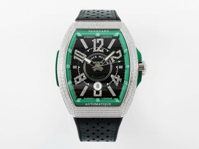 Franck Muller Vanguard Yachting V45 RACING series Silver steel case with White diamonds Diameter 44mm watch